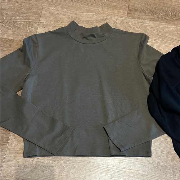 Black and Olive Long Sleeve Tops by Zara Size Large, slightly cropped - Picture 2 of 5